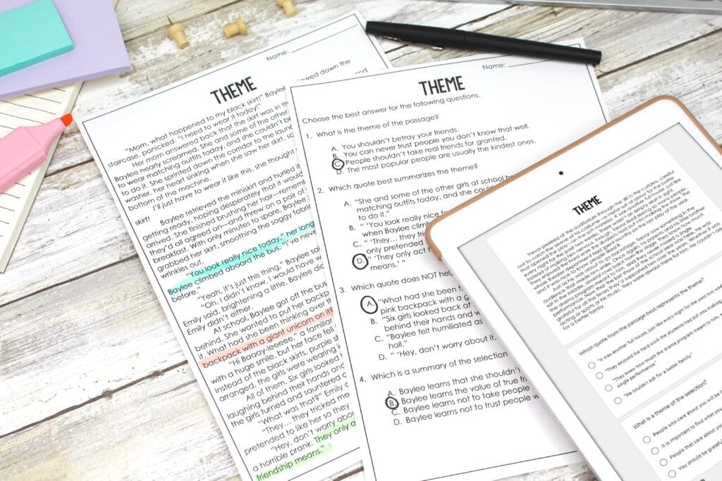 Image of printable and digital reading passages