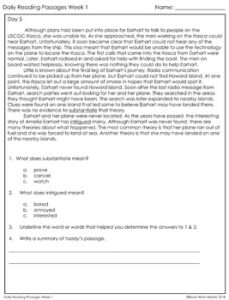 Daily Reading Comprehension Passages & Questions Context Clues – Read ...