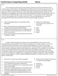 Central Ideas Reading Comprehension Passages & Questions – Read Write ...
