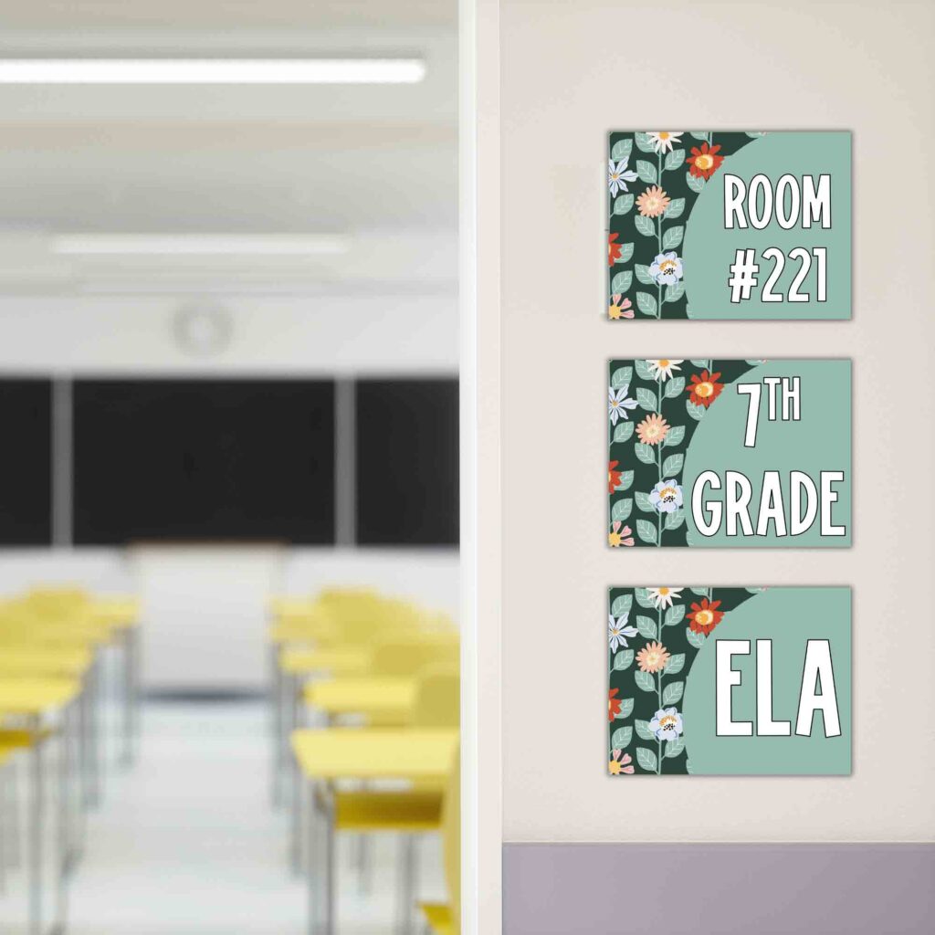 floral middle school ela classroom decor welcome signs