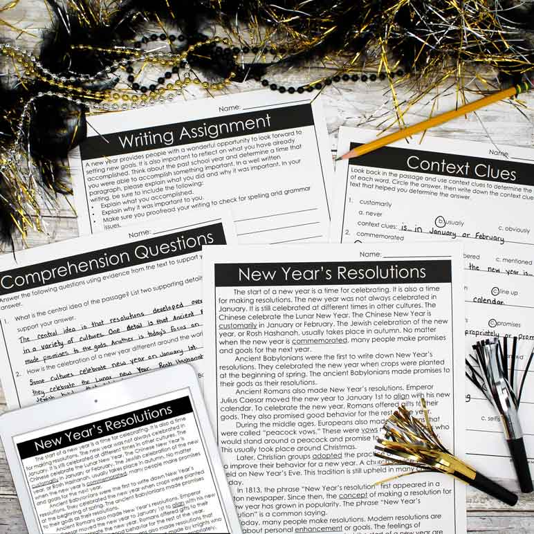 After winter break activities for middle school New Year's Resolutions for middle school
