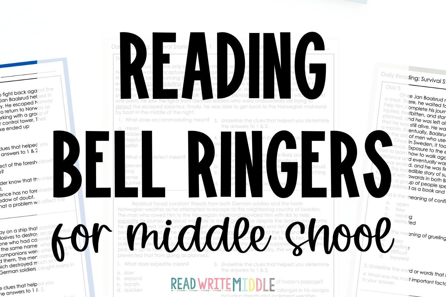 Reading bell ringers for middle school ELA with short reading comprehension passages